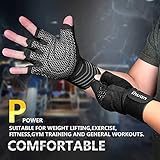 ihuan Ventilated Weight Lifting Gym Workout Gloves with Wrist Wrap Support for Men & Women, Full Palm Protection, for Weightlifting, Training, Fitness, Hanging, Pull ups