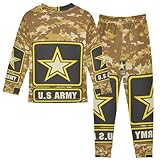 Krafig Army Camouflage Unisex Long-Sleeve PJ Sets, 2-Piece Pajamas Sleepwear