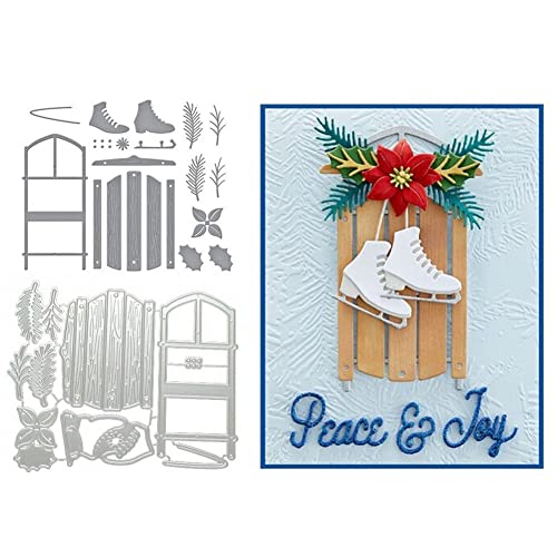 Winter Welcome Sled Christmas Decoration Cover Metal Cutting Dies Card Scrapbooking Stencil Cut Die for DIY Card Crafts Handmade