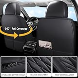 WELLDO Car Seat Covers Full Set, Leather Seat Covers for Cars, Car Seat Protector Waterproof, Non-Slip Car Interior Covers Full Set Universal Automotive Seat Covers for Most Cars SUVs, Black