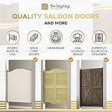 Swinging Cafe Doors Arched Top Saloon Doors – Interior Double Action Door for 30", 32", & 36" Openings, Primed & Ready to Paint, 42" Height, 3/4" Thick, Satin Chrome Hinges