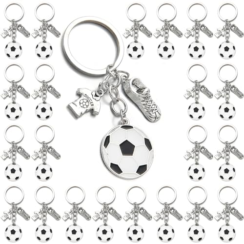 PHAETON 20PCS Soccer Ball Keychains Football Key Chain Sports Party Favors Sports Ball Key Ring for Party Favors, Team Souvenir, Sport Rewards, Event Giveaways, Soccer Fan Gifts