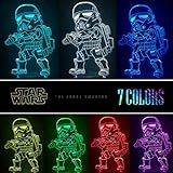 Manco 3 Pattern 3D Illusion Star Wars Night Light for Kids, 16 Color Change Decor Lamp - Star Wars Toys and Gifts Baby Yoda/Darth Vader/Stormtrooper