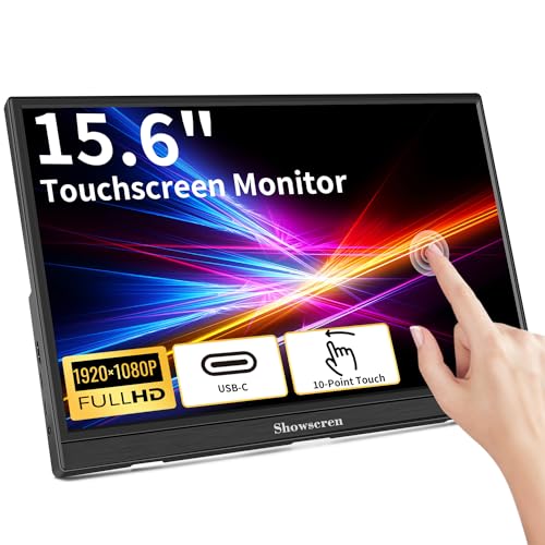 Touchscreen Portable Monitor, 15.6inch Monitor HDR IPS FHD 1920x1080 300cd/m² 10 Point Touch Display USB C/HDMI Computer Monitor with Dual Speakers for Xbox/Raspberry Pi/Laptop/PC/xbox/PS4/5