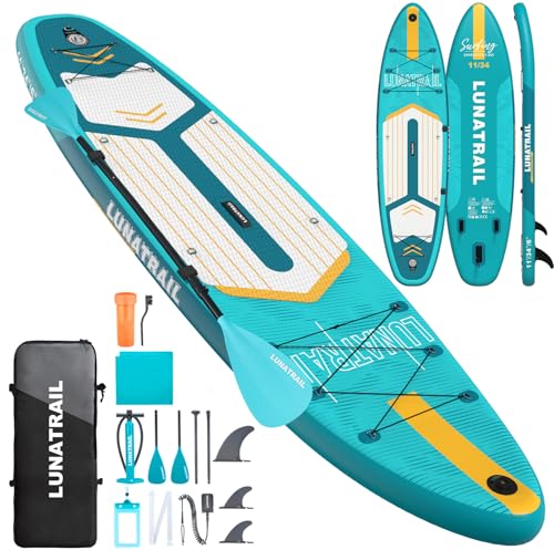 【11'×34"】 Extra Long/Extra Wide Premium Inflatable Stand Up Paddle Board (SUP) – Portable & Lightweight for Yoga, Surfing, Family Fun | Complete Kit with Paddle, Pump, Bag | Durable Design