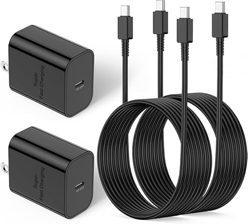45W Samsung Super Fast Charging with USB C to C Cable 10ft, 2Pack Type C Wall Charger Block and Android Phone Charger Cord Long for Samsung Galaxy S25 Ultra/S25+/S24+/S23+/S22+/S22 Plus/S21/Note 20/10