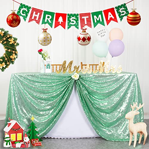 ShinyBeauty 60x102-Inch-Mint Green-Sequin Rectangular Tablecloth Sparkly Table Cover for Party Cake Dessert Table Events Christmas Decor (Mint Green)