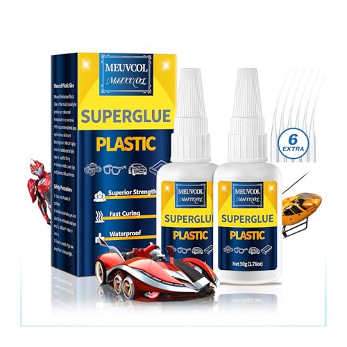 Meuvcol Super Glue for Plastic 100g, Heavy Duty Plastic Glue Model Kit for Legos and Miniature, Strongest Plastic Adhesive Bonder for PLA, 3D Print, Car, ABS, PVC, Acrylic, Craft, Best Plastic Glue