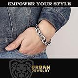 Urban Jewelry Amazing Stainless Steel Men's link Bracelet Silver Black 9 Inch with Necklace Option 21 inch (With Branded Gift Box)