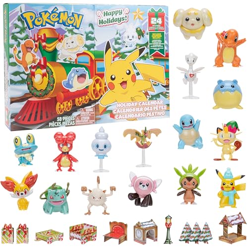 Pokémon 24 Piece Gift Figure Playset - Officially Licensed - Includes 2" Pikachu, Bulbasaur, Charmander & More - 16 Toy Figures & 8 Accessories - Kids, Boys, Girls, Pokemon Fans - 4+