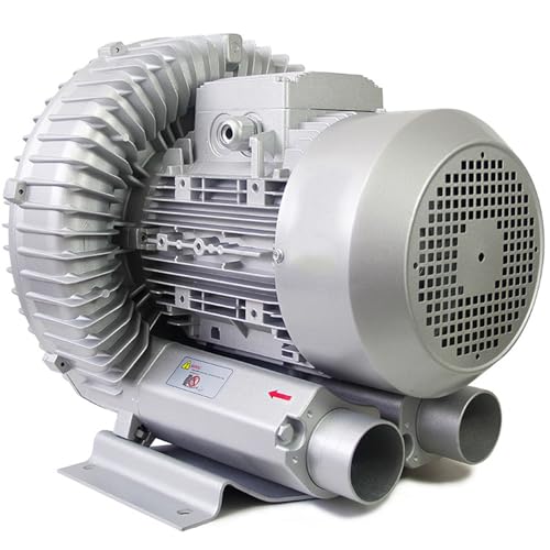 FANGQMM 0.16-2.01H P Regenerative Blower, 110V 60Hz Single Phase, Large Airflow Type High-Pressure Vortex Ring Blower for Sewage Aeration Aquarium Fish Pond, Aluminum Alloy, Silver,1500W/2.01HP