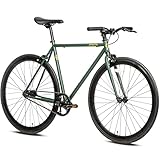 AVASTA Single-Speed Fixed Gear Urban Commuter Bike for Women and Men, Lightweight Unisex Fixie Bike, Flat Handlebar Flip Flop Hub City Road Bicycle, 50 Green