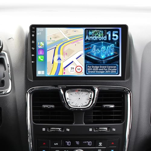 [4+64G] Upgrade Radio for Dodge Grand Caravan 2011-2020 & for Chrysler Grand Voyager 2011-2015 - 9 inch IPS Touchscreen Android Stereo - AI DSP, Carplay & Android Auto, Custom Homepage + Backup Camera