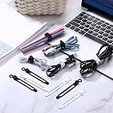 Nuanchu 40 Pcs Silicone Cable Ties Reusable Holder Adjustable Straps Multipurpose Charging Cable Organizer for Fastening Charging Cords Wires(4.17 Inch,Black, White)