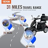 VEVOR Heavy Duty 4-Wheel Mobility Scooters for Seniors & Adults, 500lbs Capacity - 31 Miles 3-Speed Long Range, 800W All Terrain Electric Recreational Scooter Wheelchair with 25° Max Climbing Capacity