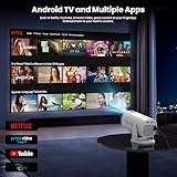 2025 Mini Projector with WiFi and Bluetooth, 1080P Native 4K Support Projector Netflix, Prime Video, YouTube, Auto Keystone & Focus, Stereo Speaker, Zoom, Portable Outdoor Home Movie Projector, White