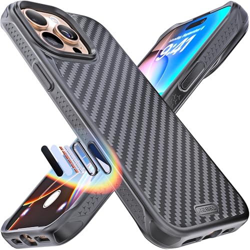 REBEL Case for iPhone 16 Pro Max [Gen-6 Aramid Fiber] Strong MagSafe Compatible, Grippy Sides, Shockproof Corners, Metal Lens + Buttons, Upgraded Protective Design, 6.9 Inch Phone 2024 (Black)