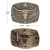 HLYMPONY Cowboy Belt Buckle for Men Vintage Western Cowgirl Rodeo Longhorn bull Belt Buckles (Bronze Longhorn)