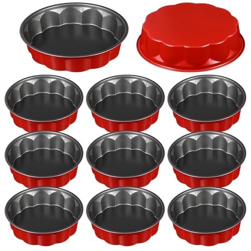 SiliFine 9 Pcs 10 Inch Heart Cake Pan Flower Shaped Molds DIY Nonstick Baking Pan Cake Carbon Steel Oven Molds for Weddings Parties Family Occasions Birthday and Valentine’s Day(Flower)