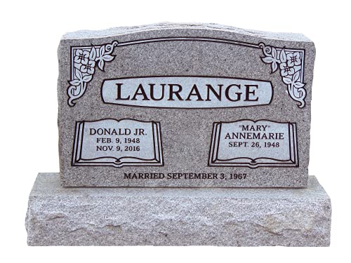 Cemetery headstone - monument grade granite. Includes standard front face engraving. Complete as shown top is 30 x 6 x 20"