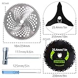 PLAXNS 9" x 20T Chainsaw Tooth Cutter,10" x 80T Carbide Tip Brush Blades,10" x 3 Teeth Carbon Steel Brush Cutter Blades with Universal Adapter Kit Compatible with Cutter, Trimmer, Weed Eater