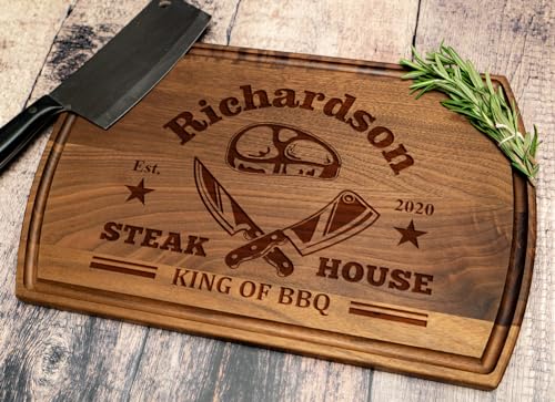 Fathers Day Gifts for Dad - Personalized Dad Cutting Board - Customized Wood Grill Board for BBQ Masters - Custom Barbecue and Grilling Gift for Dad, Grandpa or Him - Gifts for Men