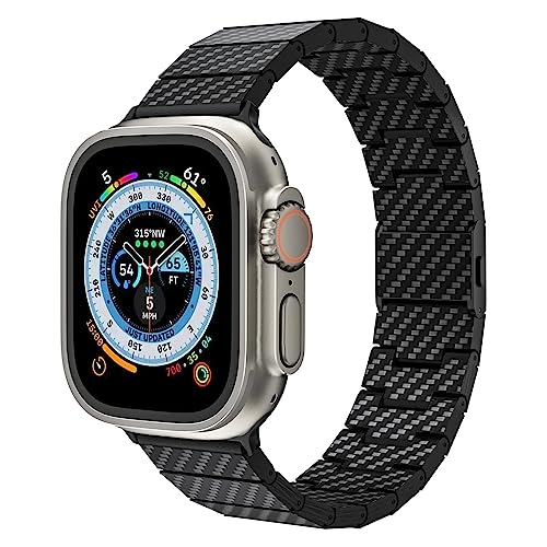 LULULOOK Band for Apple Watch Ultra 49/46/45/44/42mm, 100% Pure Carbon Fiber Band with Dual Magnetic Clasp for iWatch Ultra Series 10/9/8/7/6/SE/5/4/3/2/1