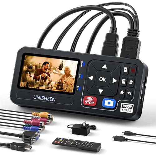UNISHEEN 4K Capture Box-1080P 60FPS Video to Digital Converter 4K HDMI/CVBS/VGA/YPBPR Inputs Video Recorder Capture from VCR, DVD, VHS Tapes, Hi8, Camcorders, Gaming Systems