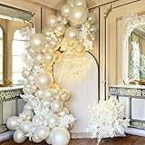 Bezente Pearl White Balloons Latex Party Balloons - 100 Pack 12 inch Round Helium Doubled Pearl White Balloons for Anniversary Wedding Baby Shower Birthday Party Decorations