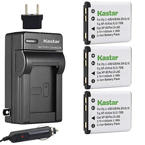 Kastar Battery (3-Pack) and Charger Kit for Polaroid T370 T730 T831 T833 T1032 T1455 T1255 BLi-272 BLi272 and Sanyo Xacti VPC-T700 T700BL T700P T700T VPC-T850 T850BL T850CP VPC-T1060 T1060BK T1060EX