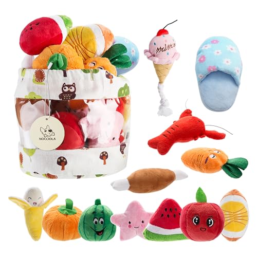 Nocciola Dog Squeaky Toys, Plush Small Dog Toys for Dogs, Stuffed with Squeakers,12 pcs Puppy Toys with a Carrying Bag for Small Medium Size