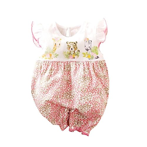 Aoswep - Newborn Baby Girl Clothes+Sweet Cartoon Animal Printed Baby Romper (9-12 Months)