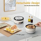 HYTRIC Electric Cooker, 2L Portable Electric Cooker with Foldable Handle, Non-Stick Electric Cooker with Dual Power Control for Camp, Dorm, Multi-Function Ramen Cooker for Oatmeal, Steak, Pasta,