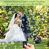 Theefun Bubble Machine: Remote Control 750ML Metal Bubble Blower Machine with High Output, Plug-in Automatic Bubble Maker Bubble Toys for Parties Wedding Birthday Indoor Outdoor Use with AC Adapter