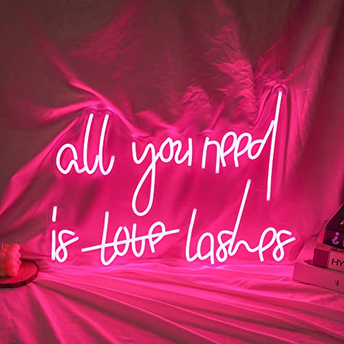 FARNEW All You Need is Love Lashes Neon Sign Light for Bedroom Bar Party Home Led Neon Light Custom Led Neon Hangs Sign Home Room Wall Decoration (Pink)