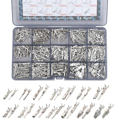 430Pcs 28types Automotive Car Electrical Terminal Pins auto Connectors Kit Metri-Pack pins kit Male&Female Wire Connector Terminal Wire Harness Wiring 0.6/1/1.2/1.5/1.8/2.2/2.8/6.3mm