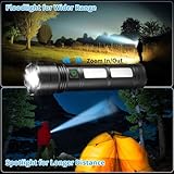 Large Size & High Powered Flashlight, Flashlights High Lumens 1000000, Super Bright Flashlight, Rechargeable Flashlights LED, Adjustable Tactical Flashlight, Waterproof Flash Light for Home Emergency