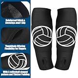 Sosation 3 Set Volleyball Arm Sleeves and Knee Pads for Kids Soft Forearm Sleeves with Protection Pad Thumbhole Volleyball Accessories for Training Youth Girls Boys 5-8 Years Old (Black, Blue, White)