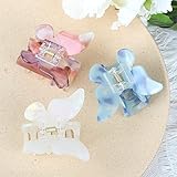 NAISIER Hair Clips, 3 Pack Butterfly Hair Clips Tortoise Shell Hair Claw Clips Jaw Clips 2.3 inch, Hair Accessories for Girls & Women (Mixed color, Blue, White, Pink-Purple)