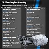 26300-3LAA0 Upgrade Aluminum Oil Filter Complete Assembly Kit Fit for Hyundai Palisade 2020-2024 Genesis G80 2017-20 for Kia Telluride 2020-2024 for Kia Sorento Cadenza Sedona 2017-21,OEM-263003LAA0