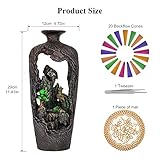 DOBEHOME Mountain Waterfall Incense Burner Backflow Incense Burner Incense Fountain Smoke Waterfall with 20 Backflow Incense Cones，Tweezer，Mat (Vase Shape)