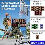 LUCKY TIME Basketball Scoreboard with Shot Clock, 12/14/24/30/25/60 Seconds, Upgraded Thickening Digital Scoreboard with Panel and Remote, Battery Powered Electronic Scoreboard for Indoor Outdoor