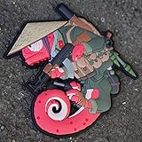 Patchlab Chameleon Vietcong Vietnam War Charlie Soldier PVC Rubber Morale Patch, Hook & Loop Attachment for Backpacks, Army Suit & Machine Gun in Red & Green - 4 x 4 inch - 90 x 90 mm