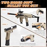 Bugrtey Soft Bullet Two Modes Toy Gun Blaster, Realistic with Shell Ejecting Design&Sight&Infrared Scope, Cheap with 3 Clips & 80 Foam Bullets, Gifts for Boys Girls Adults Age 8+