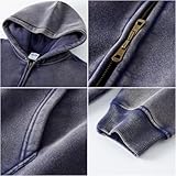 DXSHCV Oversize Men's Vintage Hoodie Zip Up Long Sleeve Sweatshirt with Pockets Acid Wash Streetwear Fleece Hoodies Jacket Black