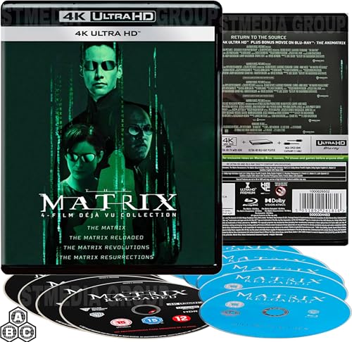 The Matrix: Ultimate 5-Movie Collection – (The Matrix / Reloaded / Revolutions / Resurrections / Animatrix) (9-Disc Box Set) [4K UHD + Blu-ray] [Region Free]