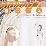 Portable Handheld Steamer for Clothes, 2-in-1 Ironing & Steaming,180° Rotatable Multi-Directional, Mini Travel Steamer,suitable for clothing of the majority of sizes/thickness for Dorm Room, White