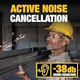 DEWALT Bluetooth Jobsite Pro X2 ANC True Wireless Earbuds, 38 dB Noise Reduction Rated Work Earbuds, Turn Dial Controls, 10 Hr Runtime (40+ w/Case), 4 EQ Modes, IP54, Active Noise Cancelling