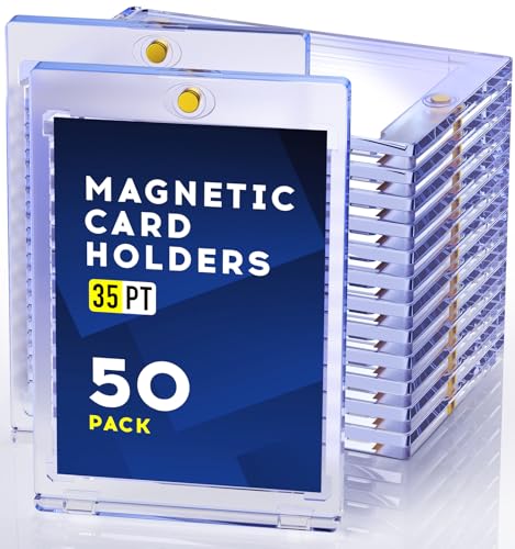 50ct Magnetic Card Holder, 35pt One Touch Card Holder, U-V Protectors Hard Plastic for Trading Cards, Magnet Case, Sports, Football, Baseball Cards Holder