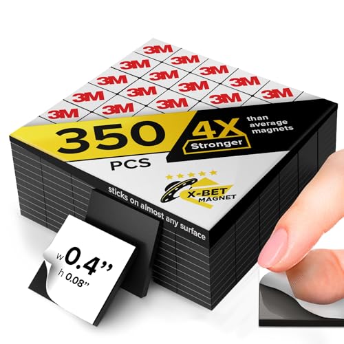 Hyper-Sticky Magnets with Adhesive Backing (350 pcs) - Strong Magnetic Squares for Whiteboard, Fridge, Crafts - Easy to Cut Stickers for Planning and Organization